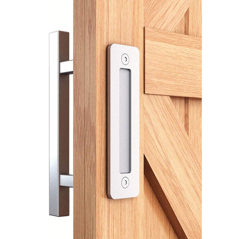 EaseLife 12"" Stainless Steel Sliding Barn Door Handles and Pulls Double Sided Hardware Set Heavy Duty Brushed Finish Anti-Rust Anti-Corrosion Easy Install - Image 1